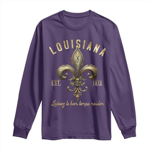 Louisiana Fleur De Lis Long Sleeve Shirt Laissez Les Bon Temps Rouler 1812 TS09 Purple Print Your Wear