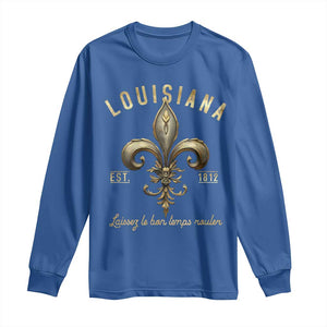 Louisiana Fleur De Lis Long Sleeve Shirt Laissez Les Bon Temps Rouler 1812 TS09 Royal Blue Print Your Wear