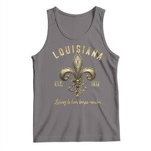 Louisiana Fleur De Lis Tank Top Laissez Les Bon Temps Rouler 1812 TS09 Deep Heather Print Your Wear