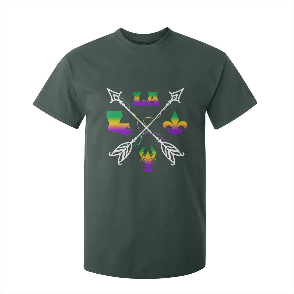 Louisiana Mardi Gras T Shirt For Kid Crawfish Fleur De Lis TS09 Dark Forest Green Print Your Wear