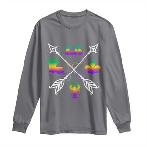 Louisiana Mardi Gras Long Sleeve Shirt Crawfish Fleur De Lis TS09 Charcoal Print Your Wear