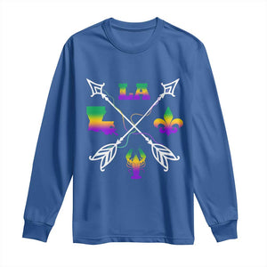 Louisiana Mardi Gras Long Sleeve Shirt Crawfish Fleur De Lis TS09 Royal Blue Print Your Wear