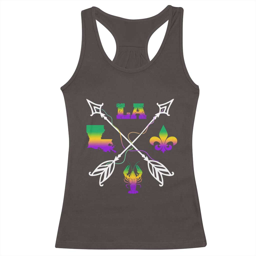 Louisiana Mardi Gras Racerback Tank Top Crawfish Fleur De Lis TS09 Dark Chocolate Print Your Wear