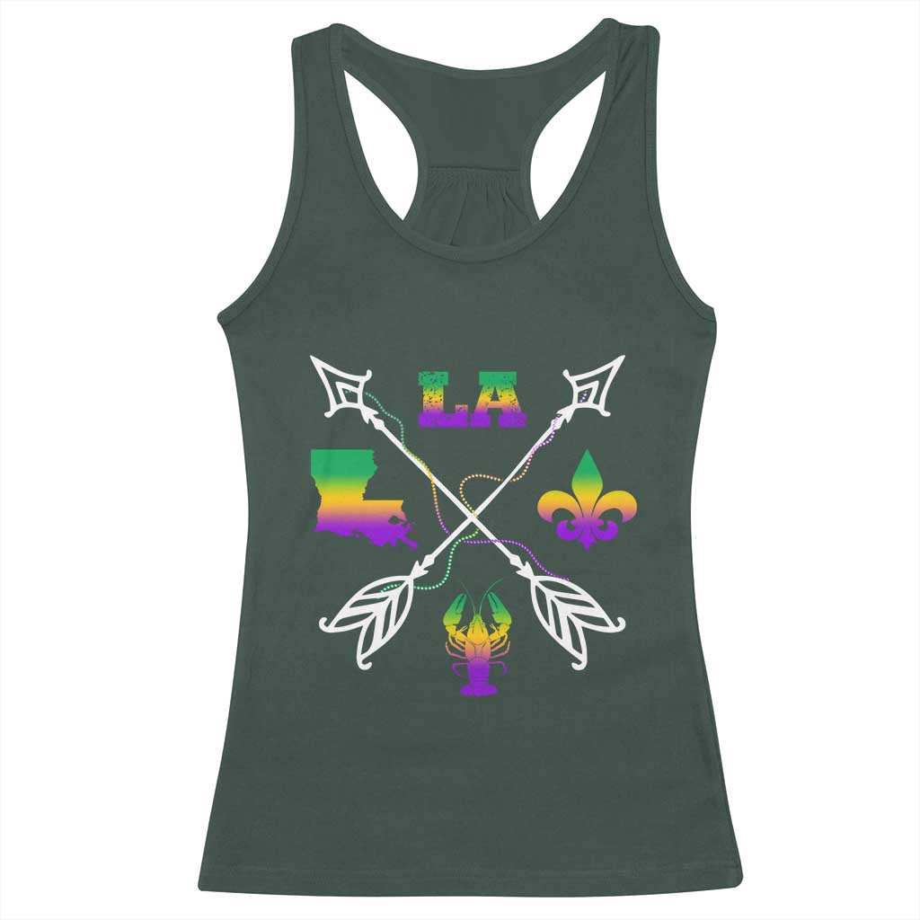 Louisiana Mardi Gras Racerback Tank Top Crawfish Fleur De Lis TS09 Dark Forest Green Print Your Wear