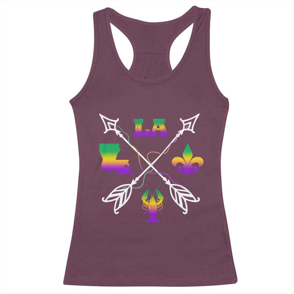 Louisiana Mardi Gras Racerback Tank Top Crawfish Fleur De Lis TS09 Maroon Print Your Wear