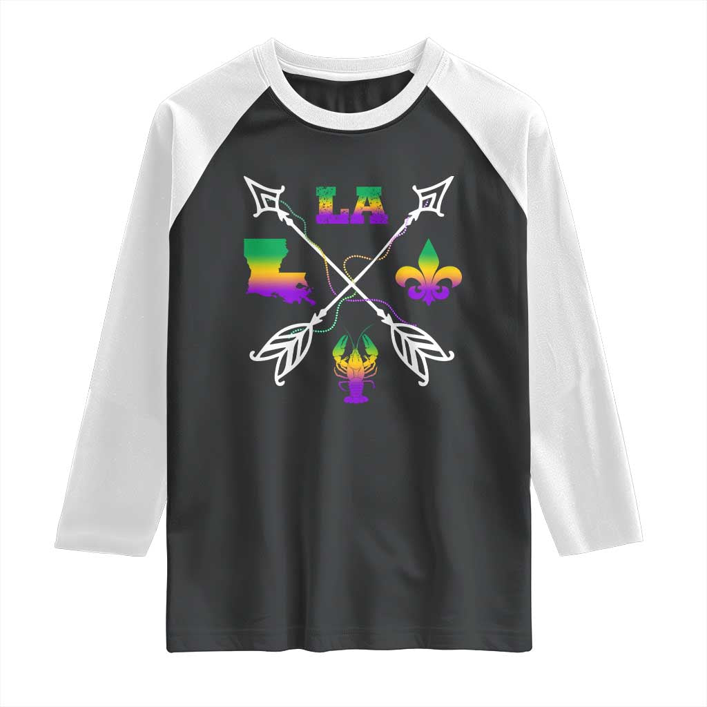Louisiana Mardi Gras Raglan Shirt Crawfish Fleur De Lis TS09 Black White Print Your Wear