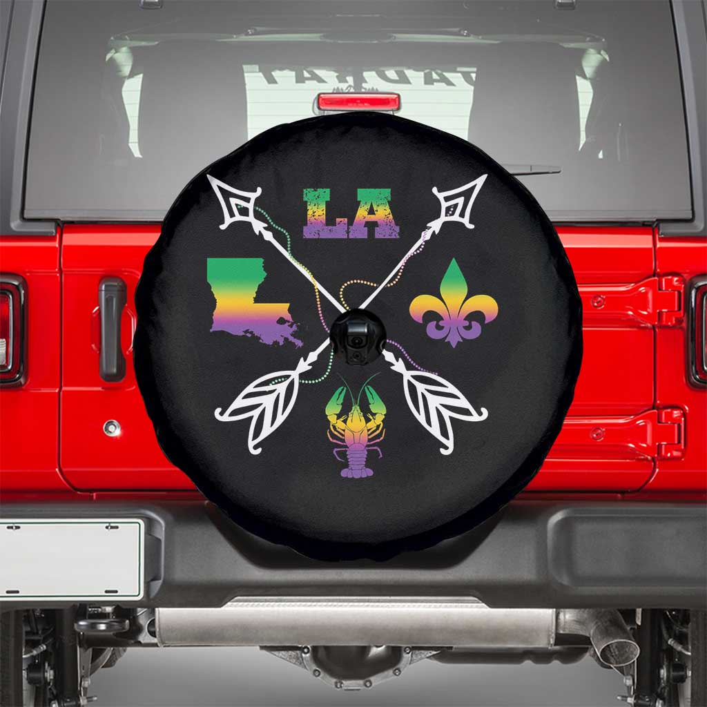 Louisiana Mardi Gras Spare Tire Cover Crawfish Fleur De Lis TS09 Black Print Your Wear
