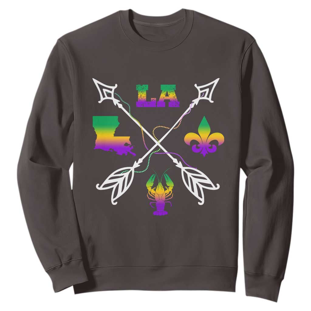 Louisiana Mardi Gras Sweatshirt Crawfish Fleur De Lis TS09 Dark Chocolate Print Your Wear