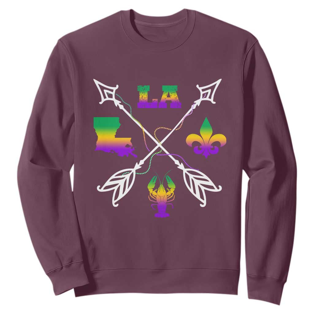 Louisiana Mardi Gras Sweatshirt Crawfish Fleur De Lis TS09 Maroon Print Your Wear