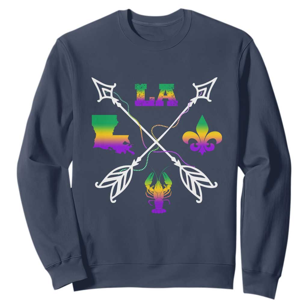 Louisiana Mardi Gras Sweatshirt Crawfish Fleur De Lis TS09 Navy Print Your Wear