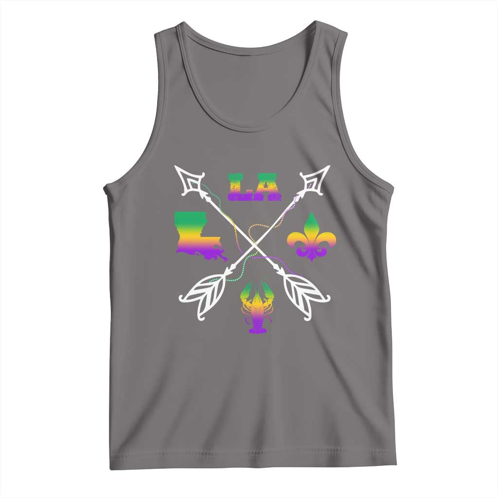 Louisiana Mardi Gras Tank Top Crawfish Fleur De Lis TS09 Deep Heather Print Your Wear