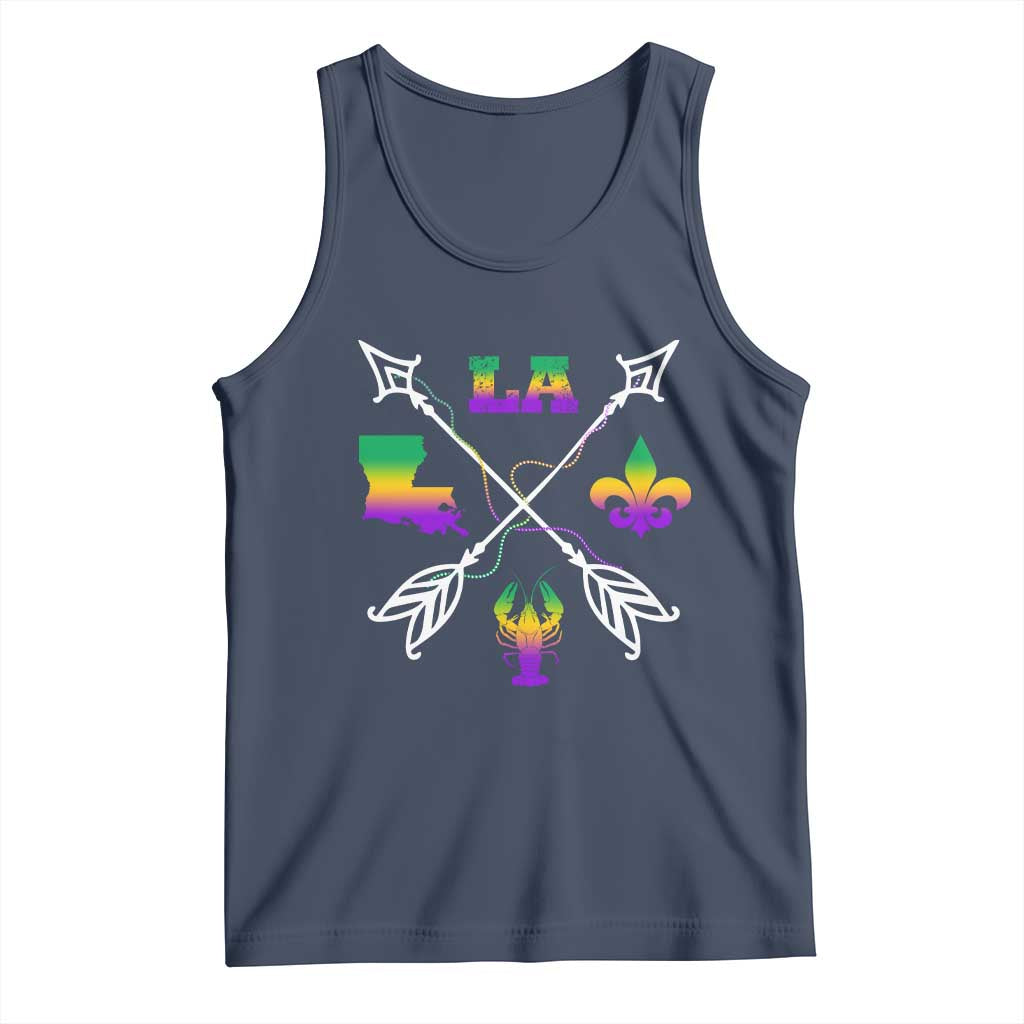 Louisiana Mardi Gras Tank Top Crawfish Fleur De Lis TS09 Navy Print Your Wear