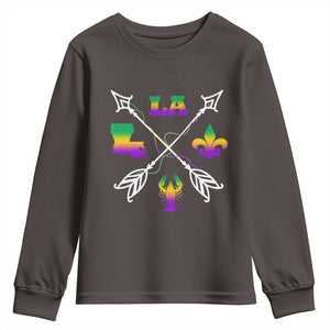 Louisiana Mardi Gras Youth Sweatshirt Crawfish Fleur De Lis TS09 Dark Chocolate Print Your Wear