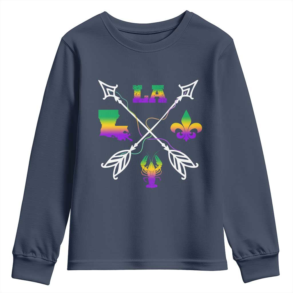 Louisiana Mardi Gras Youth Sweatshirt Crawfish Fleur De Lis TS09 Navy Print Your Wear