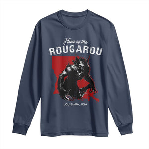 Home of the Rougarou Long Sleeve Shirt Louisiana Cryptid TS09 Navy Print Your Wear