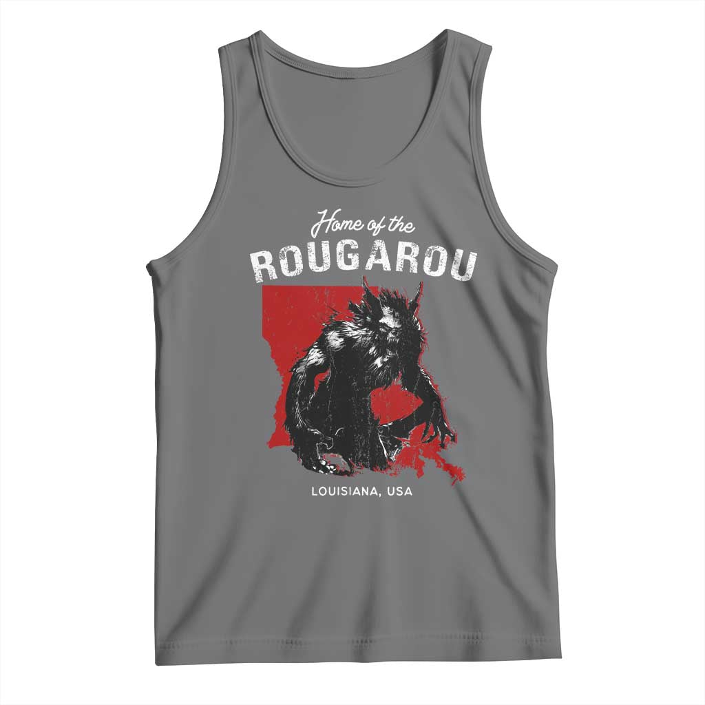 Home of the Rougarou Tank Top Louisiana Cryptid TS09 Black Heather Print Your Wear