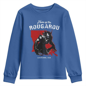 Home of the Rougarou Youth Sweatshirt Louisiana Cryptid TS09 Royal Blue Print Your Wear