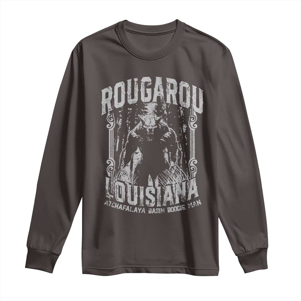 Louisiana Cryptid Rougarou Long Sleeve Shirt Atchafalaya Basin Boogie Man TS09 Dark Chocolate Print Your Wear
