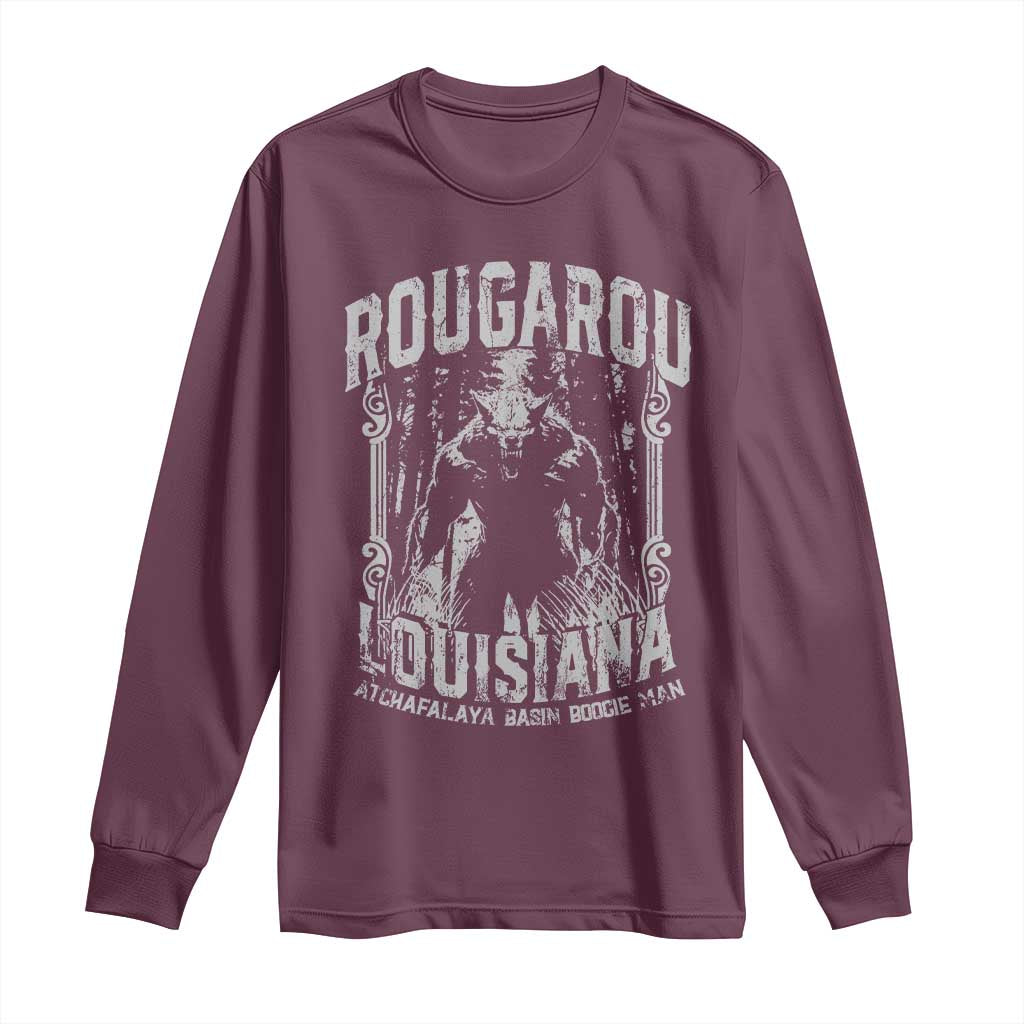 Louisiana Cryptid Rougarou Long Sleeve Shirt Atchafalaya Basin Boogie Man TS09 Maroon Print Your Wear