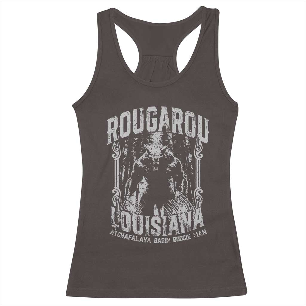 Louisiana Cryptid Rougarou Racerback Tank Top Atchafalaya Basin Boogie Man TS09 Dark Chocolate Print Your Wear