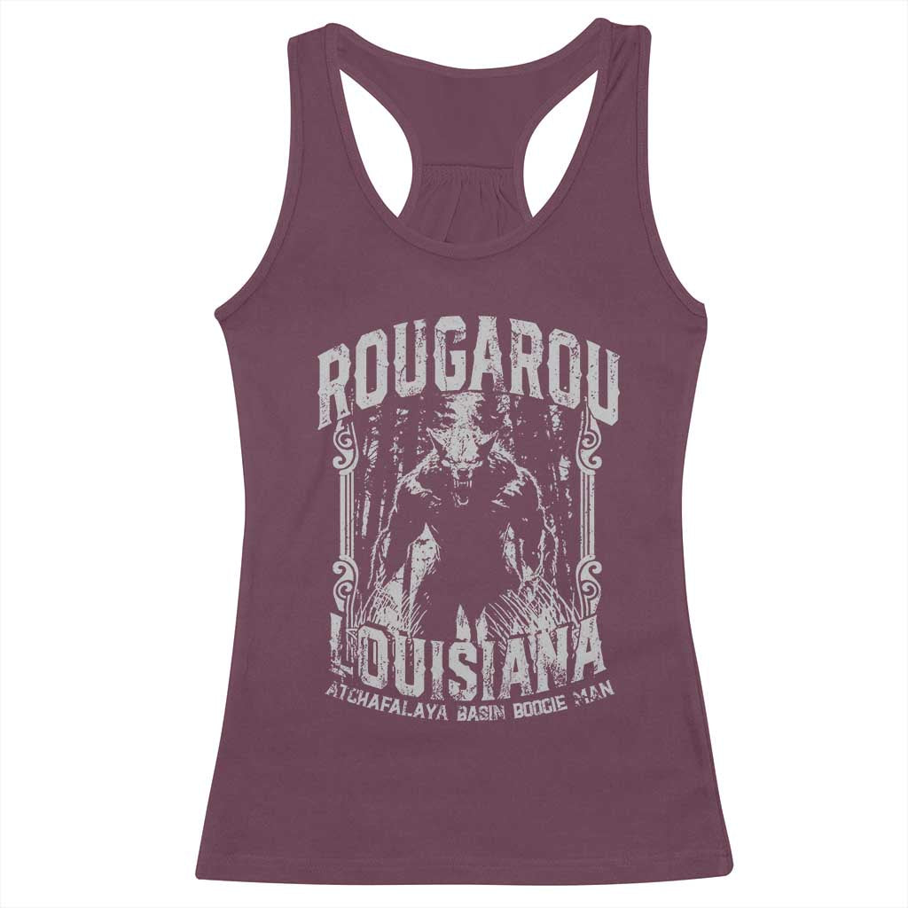 Louisiana Cryptid Rougarou Racerback Tank Top Atchafalaya Basin Boogie Man TS09 Maroon Print Your Wear