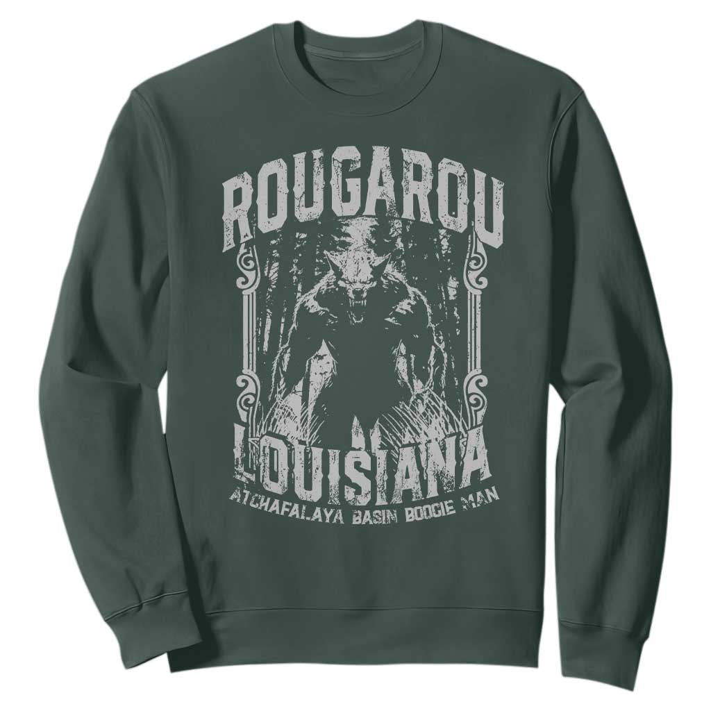 Louisiana Cryptid Rougarou Sweatshirt Atchafalaya Basin Boogie Man TS09 Dark Forest Green Print Your Wear