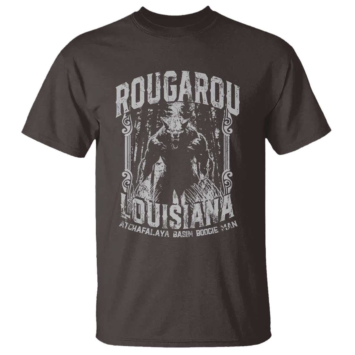 Louisiana Cryptid Rougarou T Shirt Atchafalaya Basin Boogie Man TS09 Dark Chocolate Print Your Wear