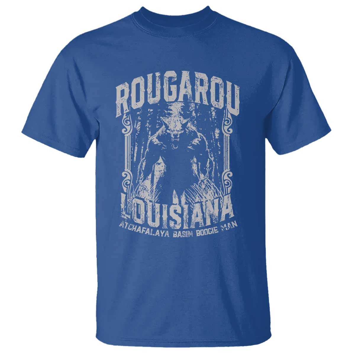 Louisiana Cryptid Rougarou T Shirt Atchafalaya Basin Boogie Man TS09 Royal Blue Print Your Wear