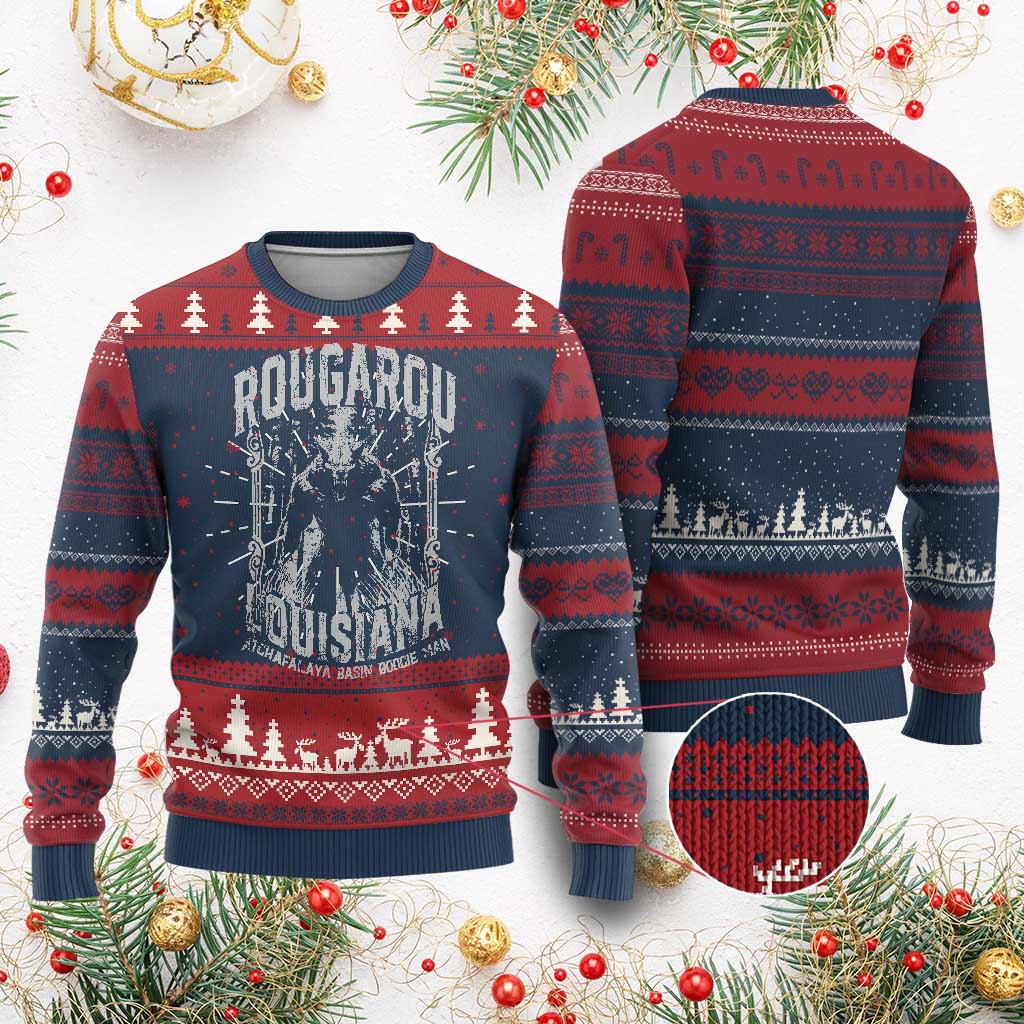 Louisiana Cryptid Rougarou Knit Sweatshirt Atchafalaya Basin Boogie Man TS09 Burgundy Print Your Wear