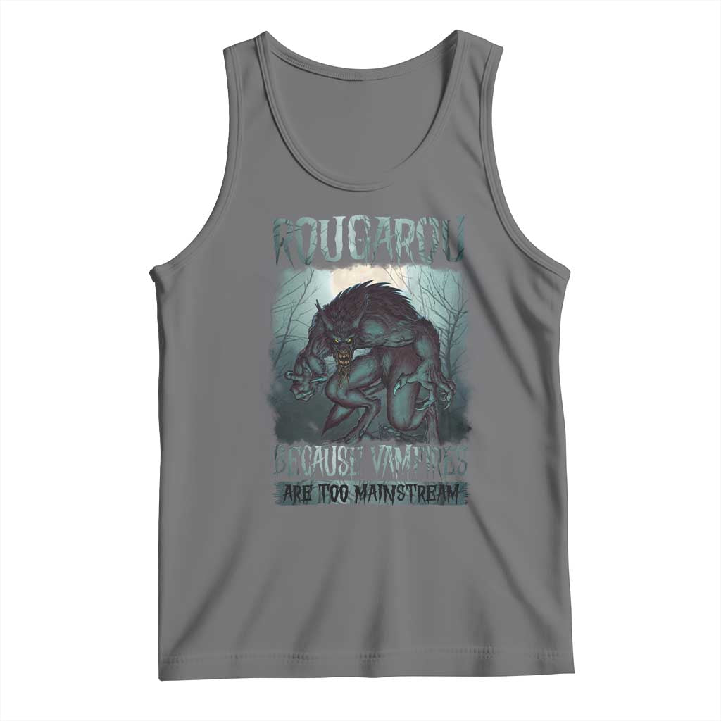 Funny Rougarou Tank Top Because Vampires Are Too Mainstream Louisiana Cryptid TS09 Black Heather Print Your Wear