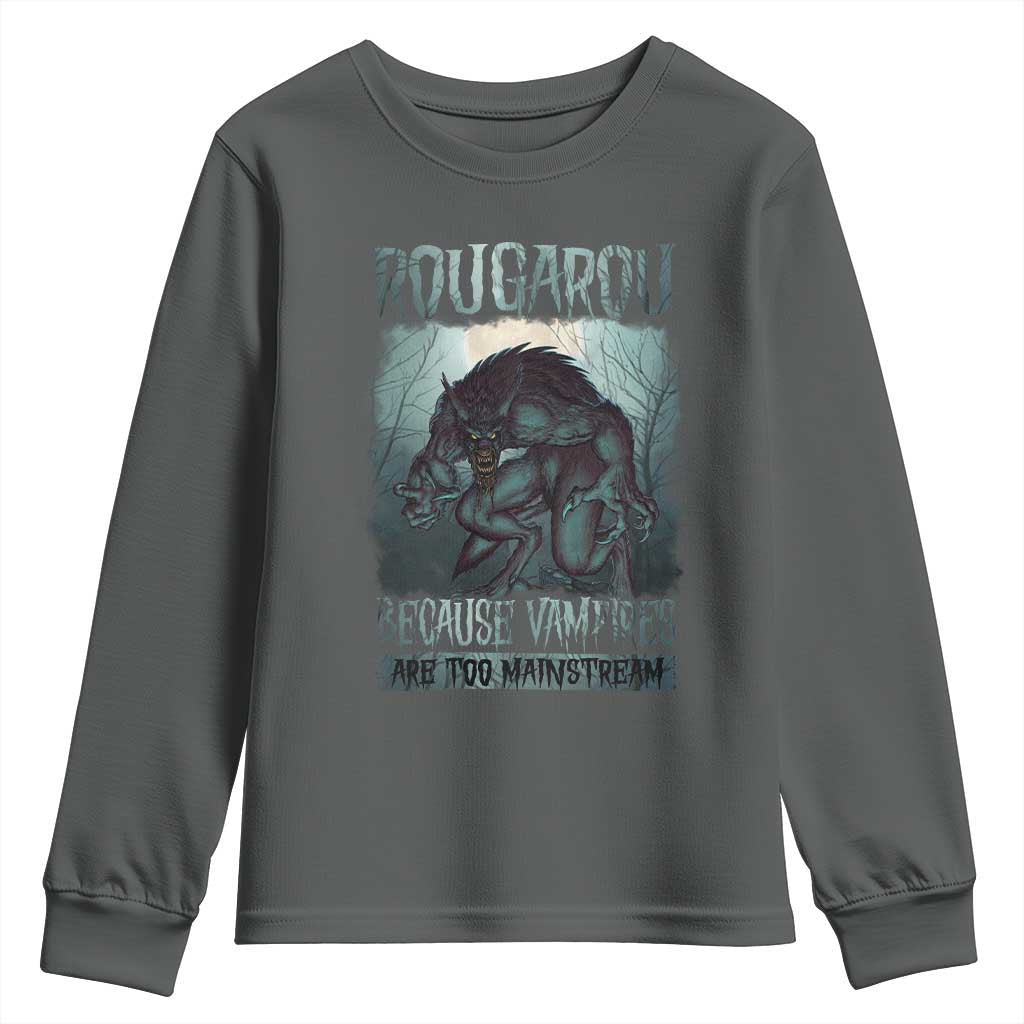 Funny Rougarou Youth Sweatshirt Because Vampires Are Too Mainstream Louisiana Cryptid TS09 Dark Heather Print Your Wear