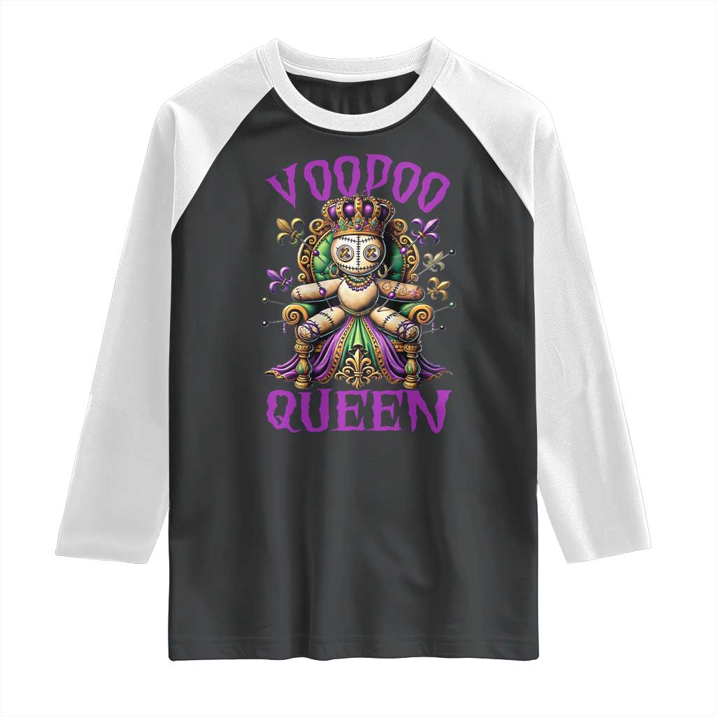 Mardi Gras Voodoo Queen Raglan Shirt TS09 Black White Print Your Wear