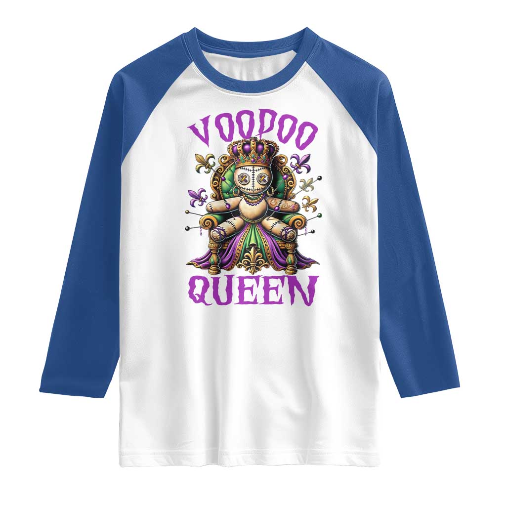 Mardi Gras Voodoo Queen Raglan Shirt TS09 White Royal Print Your Wear