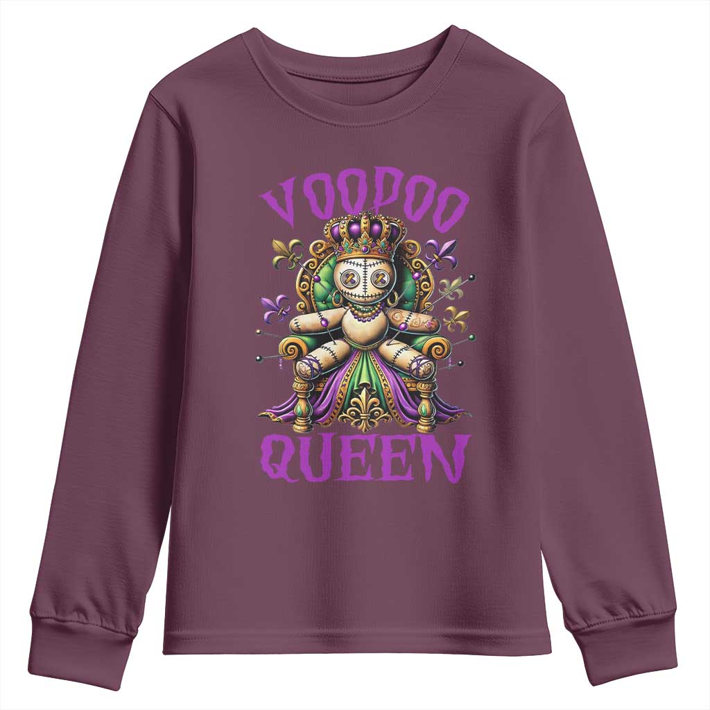 Mardi Gras Voodoo Queen Youth Sweatshirt TS09 Maroon Print Your Wear
