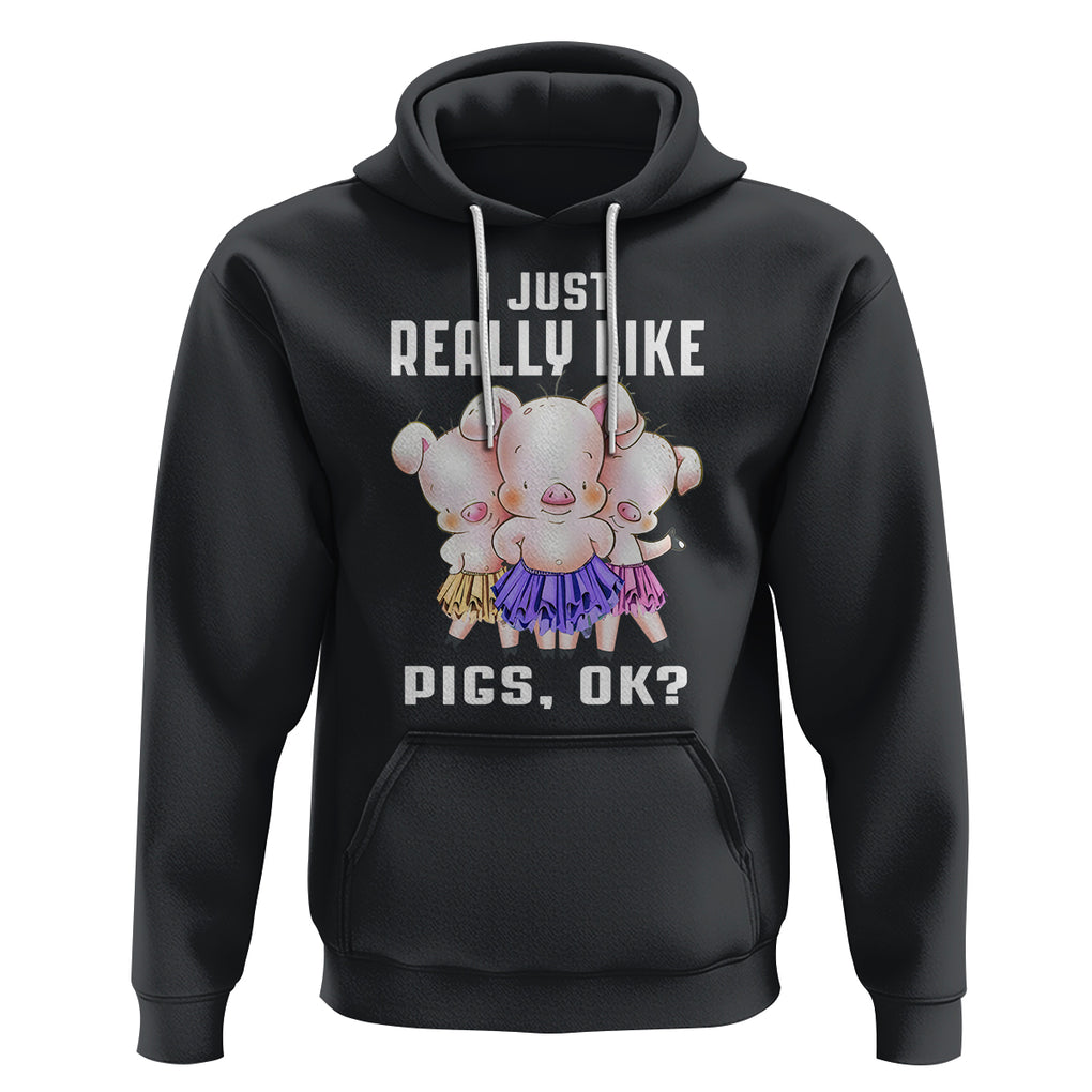 Pig Lover Hoodie I Just Really Like Pigs OK Cute Swine Squad TS09 Black Printyourwear