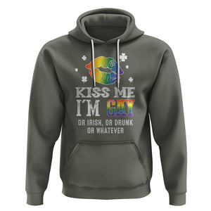 St. Patrick's Day Hoodie Kiss Me I'm Gay Or Irish Or Drunk Or Whatever TS09 Military Green Printyourwear