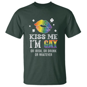 St. Patrick's Day T Shirt Kiss Me I'm Gay Or Irish Or Drunk Or Whatever TS09 Dark Forest Green Printyourwear