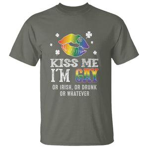 St. Patrick's Day T Shirt Kiss Me I'm Gay Or Irish Or Drunk Or Whatever TS09 Military Green Printyourwear