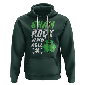 St. Patrick's Day Hoodie Funny Sham Rock N Roll Shamrock Guitar TS09 Dark Forest Green Printyourwear