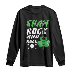 St Patrick's Day Long Sleeve Shirt Funny Sham Rock N Roll Shamrock Guitar TS09 Black Print Your Wear