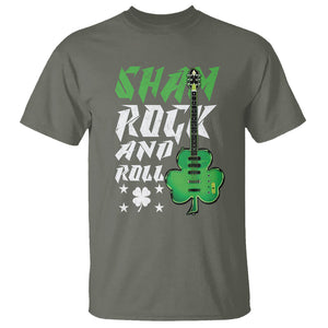 St. Patrick's Day T Shirt Funny Sham Rock N Roll Shamrock Guitar TS09 Military Green Printyourwear