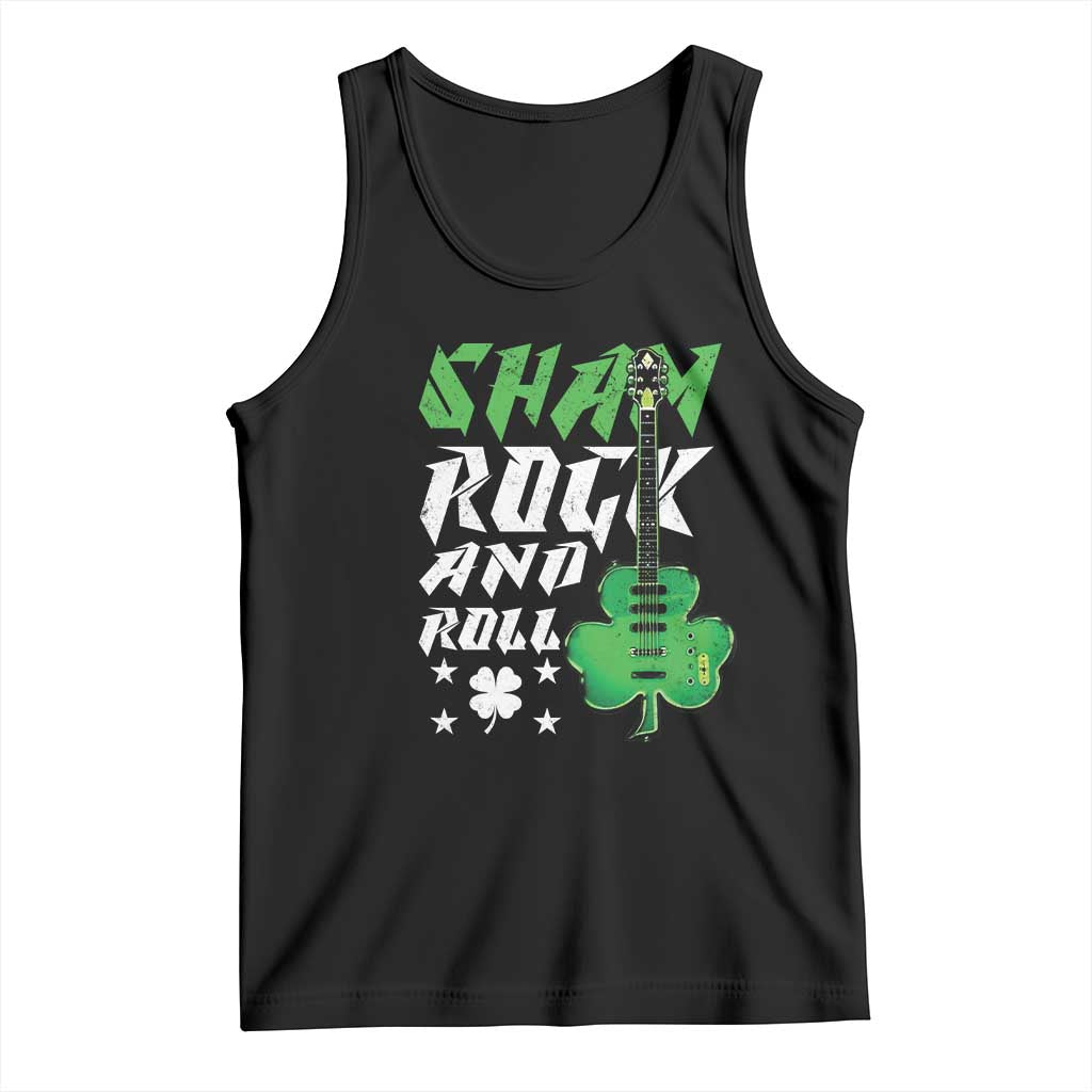 St Patrick's Day Tank Top Funny Sham Rock N Roll Shamrock Guitar TS09 Black Print Your Wear