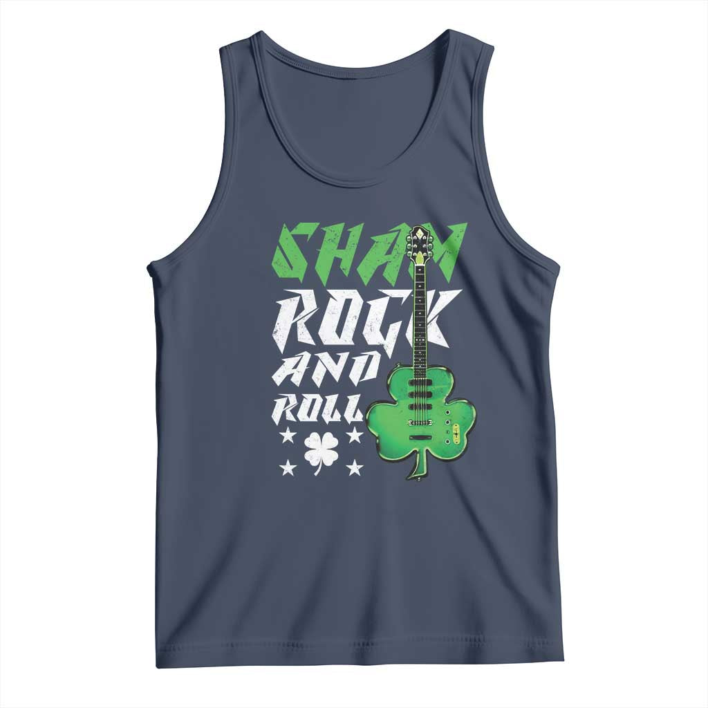St Patrick's Day Tank Top Funny Sham Rock N Roll Shamrock Guitar TS09 Navy Print Your Wear