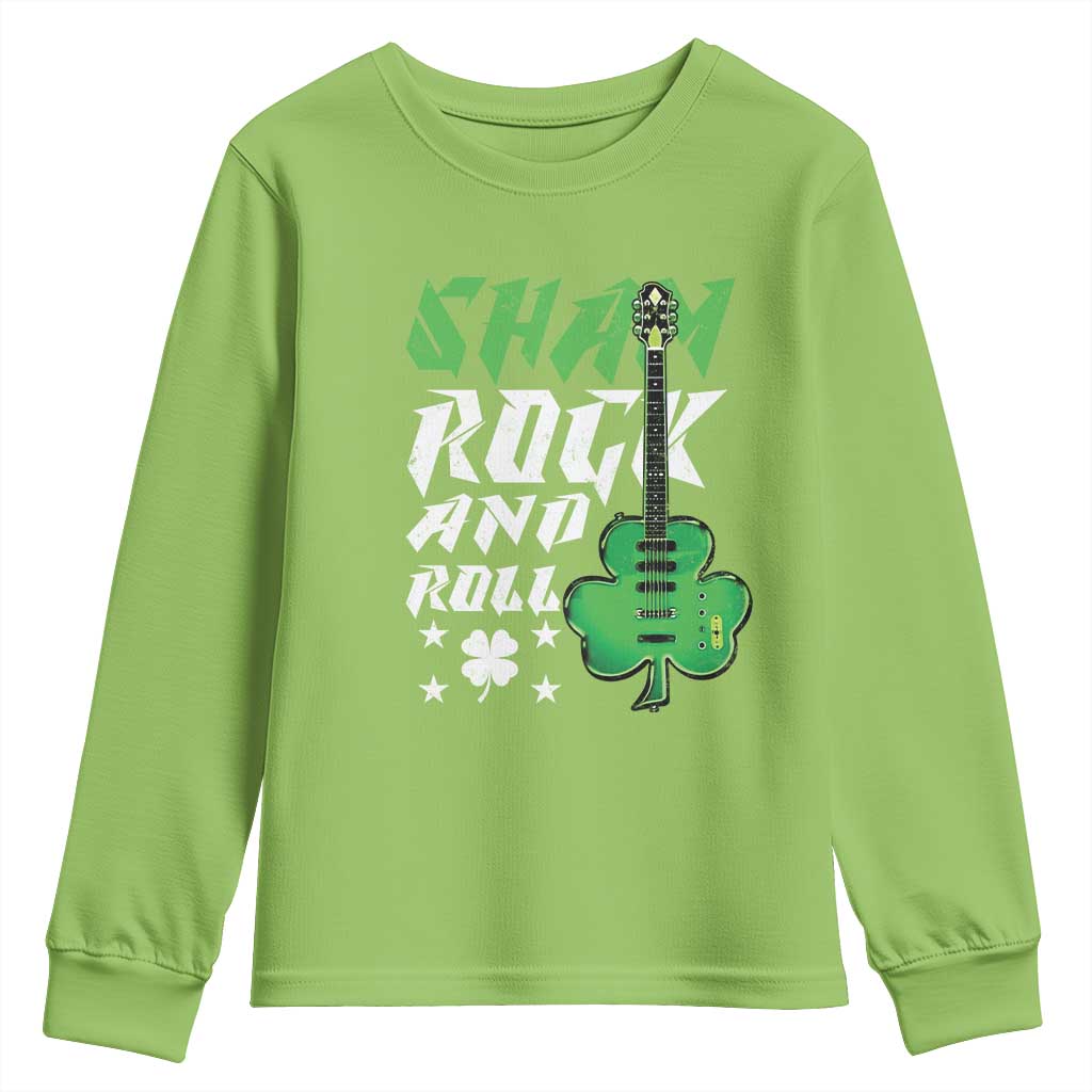 St Patrick's Day Youth Sweatshirt Funny Sham Rock N Roll Shamrock Guitar TS09 Lime Print Your Wear