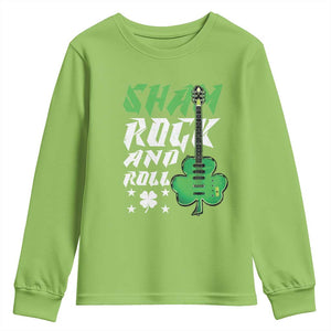 St Patrick's Day Youth Sweatshirt Funny Sham Rock N Roll Shamrock Guitar TS09 Lime Print Your Wear