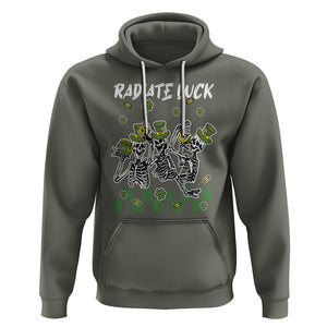 St. Patrick's Day Hoodie Radiate Luck Funny Skeleton Radiology TS09 Military Green Printyourwear