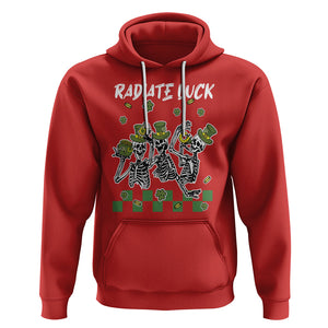 St. Patrick's Day Hoodie Radiate Luck Funny Skeleton Radiology TS09 Red Printyourwear