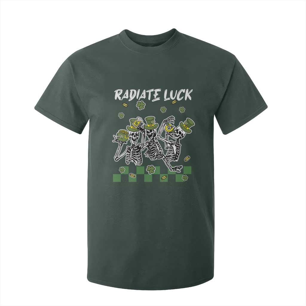 St Patrick's Day T Shirt For Kid Radiate Luck Funny Skeleton Radiology TS09 Dark Forest Green Print Your Wear