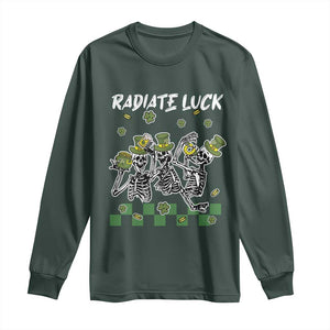 St Patrick's Day Long Sleeve Shirt Radiate Luck Funny Skeleton Radiology TS09 Dark Forest Green Print Your Wear