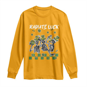 St Patrick's Day Long Sleeve Shirt Radiate Luck Funny Skeleton Radiology TS09 Gold Print Your Wear